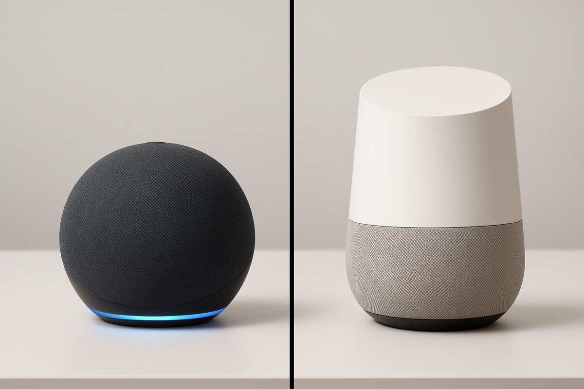 No momento, você está visualizando Alexa vs Google Home em 2026: testei e esse ganhou