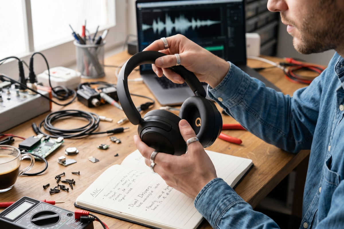 No momento, você está visualizando QCY H3S vale a pena? Análise completa do headphone com ANC e drivers duplos